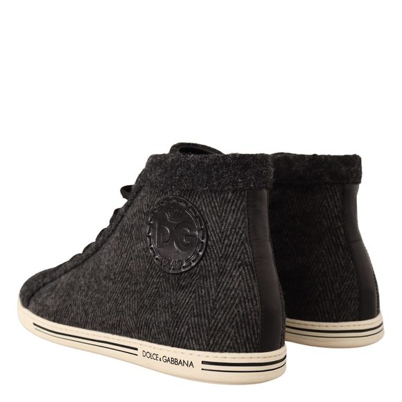 Dolce & Gabbana Gray Wool Cotton Casual High Top Sneakers - Picture 3 of 6